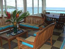 Maison avec 2T4. 6/16p. Vue de la mer Caraïbe, plage de sable à 60m.