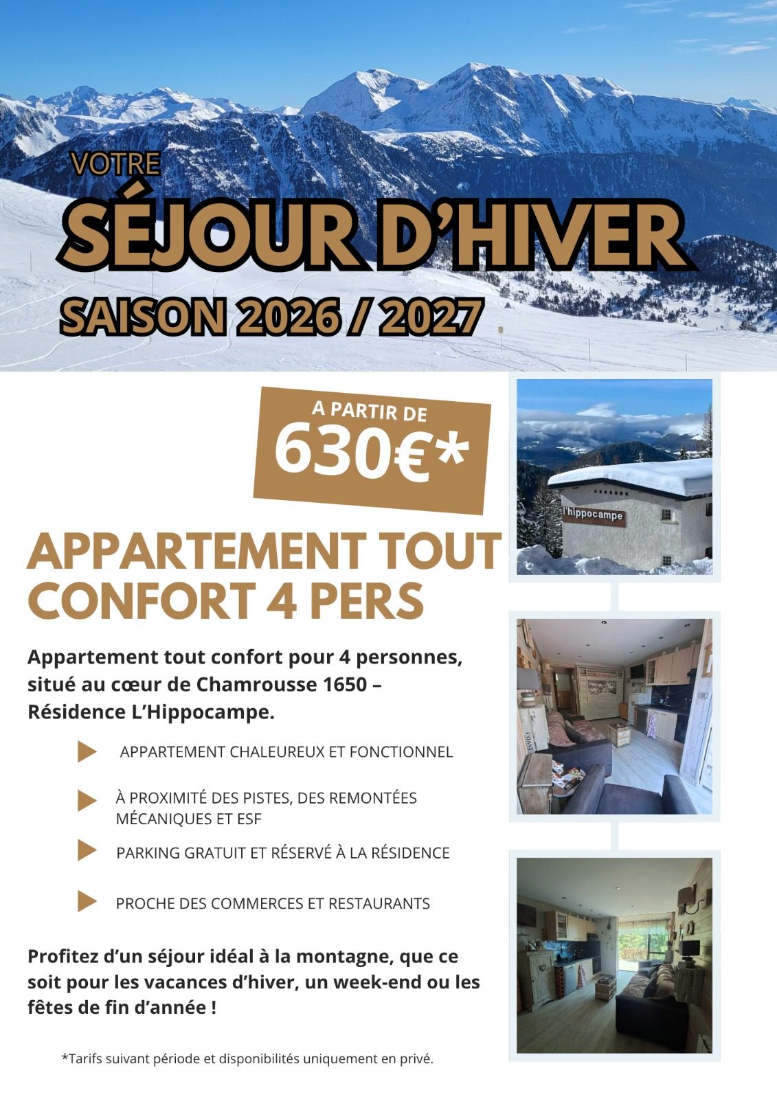 Appartement de charme au cœur de Recoin Chamrousse 1650