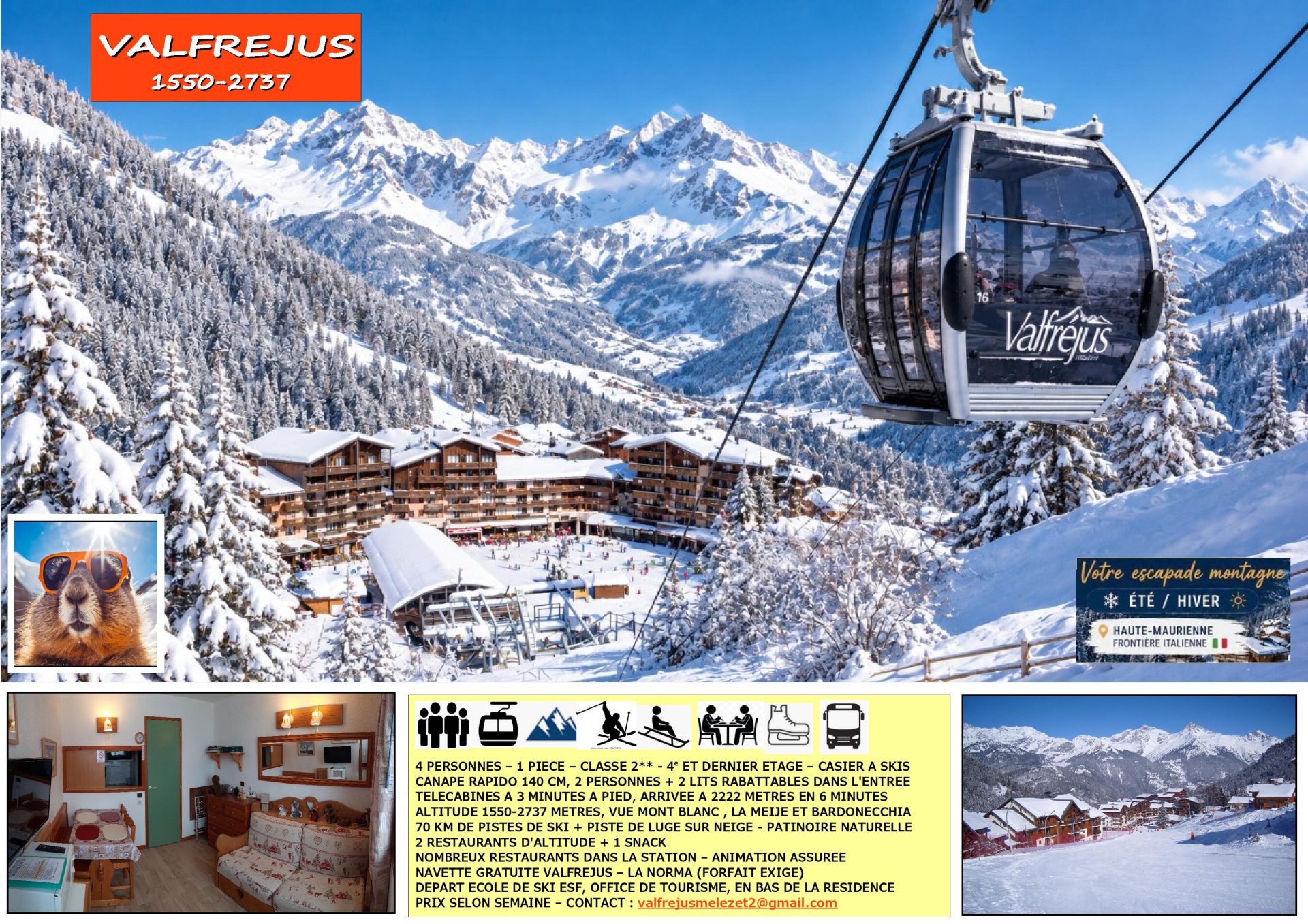 VALFREJUS - STUDIO 20 M2 - 4 PERSONNES - ETAGE 4/4