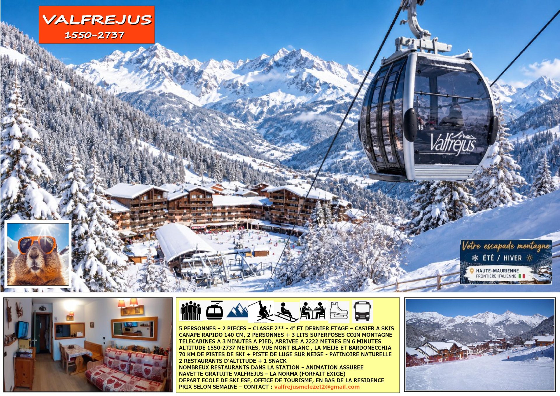 VALFREJUS - APPARTEMENT 5 PERSONNES - 25M2 - ETAGE 4/4